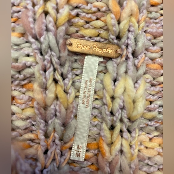 Free People Confetti Pullover Cropped Oversized snuggly Pink Sweater Size M - Picture 7 of 8